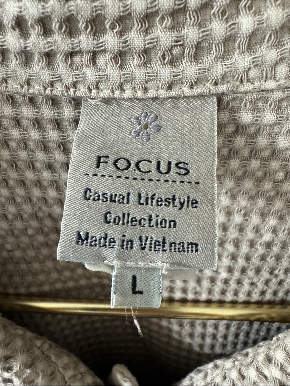 Focus Waffle Textured Beige Button Front Jacket - Picture 6 of 7